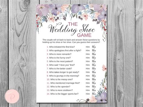 This is a great wedding game, we had so much fun playing this game. INSTANT DOWNLOAD Purple and Lavender Wedding Shoes Game