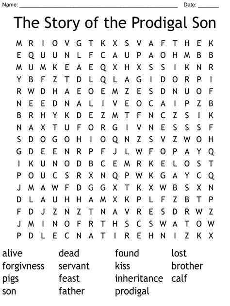 Prodigal Son Word Search Wordmint