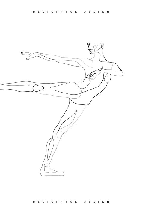 10 Single Line Drawings Of Ballet Dancers Available For Digital