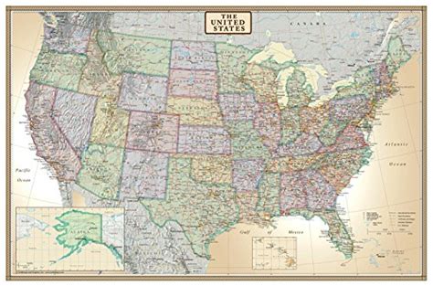 24x36 United States Usa Classic Elite Wall Map Mural Poster For Sale