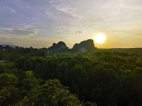 Sunset At Green Mountain Hill In Mangrove Forest In Nature Forest At