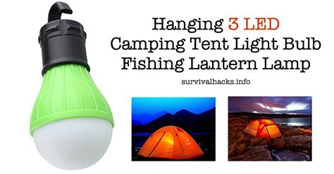 Hanging 3 Led Camping Tent Light Bulb Fishing Lantern Lamp Off Grid