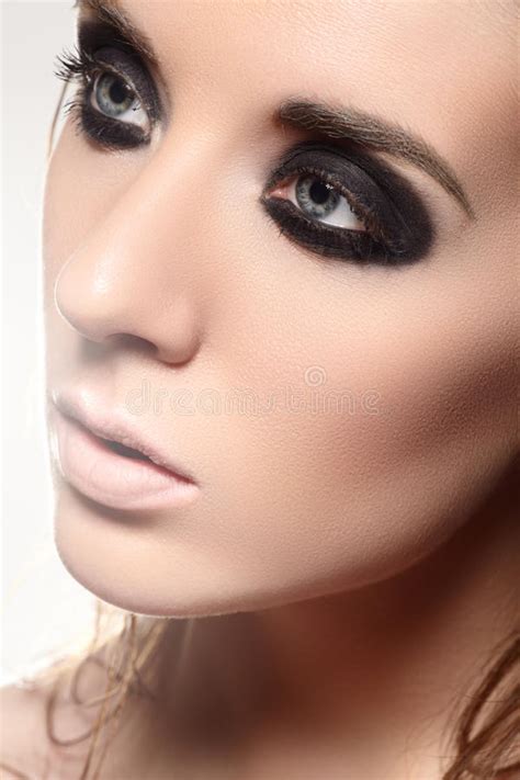 Beauty Portrait Of Model Face With Fashion Dark Smoky Eye