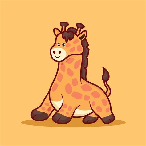 Cute Giraffe Cartoon Vector Illustration 21659188 Vector Art At Vecteezy