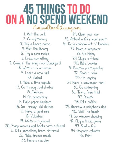 50 No Spend Weekend Activities That Everyone Loves Natural Beach