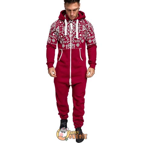 Mens Onesie Adult Hooded Jumpsuit One Piece Onesie Polo Jumpsuit