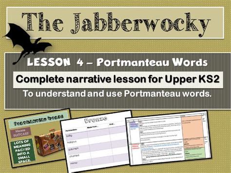 The Jabberwocky Lesson 4 Portmanteau Words Teaching Resources