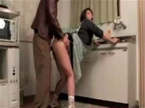 Wife Gets Fucked In Kitchen While Her Husband Was In Bathroom