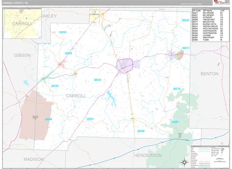 Carroll County Tn Wall Map Premium Style By Marketmaps Mapsales