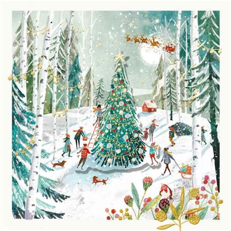 Ling Design Luxury Christmas Cards Magical Tree In The Forest Pack Of 5