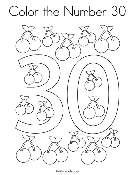 Number 30 Coloring Page Coloring Pages Riset