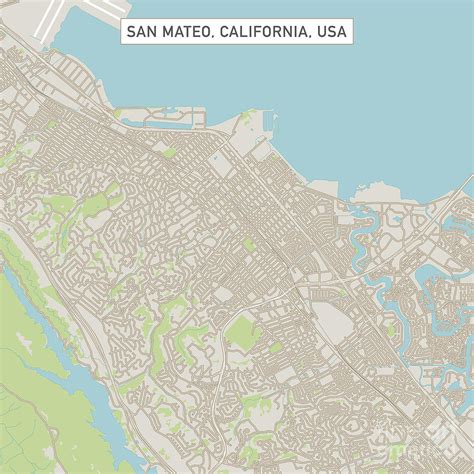 San Mateo California Us City Street Map Digital Art By Frank Ramspott