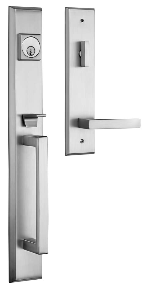 Rockwell Lumina Entry Door Handle Set In Brushed Nickel