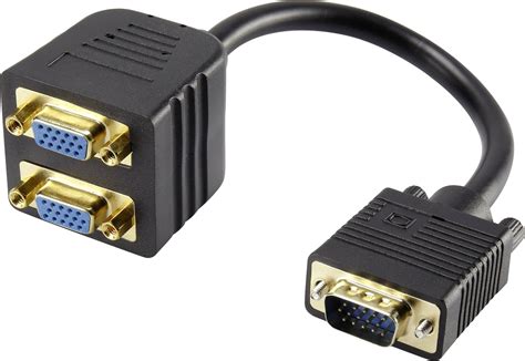 Renkforce Rf 4166418 Vga Y Adapter 1x Vga Plug 2x Vga Socket Black