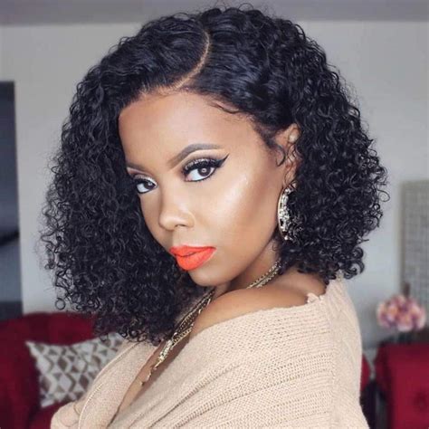 Kinky Curly Short Closure Bob Wigs Lace Front Wigs Density Recool Hair