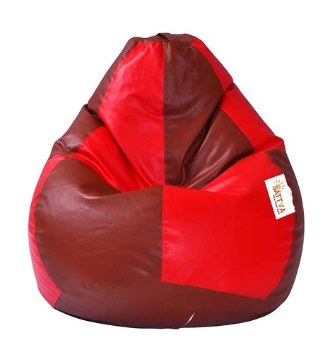 Sattva Classic Xxxl Bean Bag Filled With Beans Red Tan