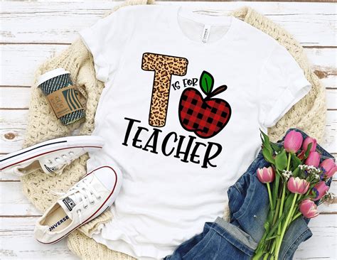 Color T Is For Teacher Leopard Teacher Tee Teacher Etsy