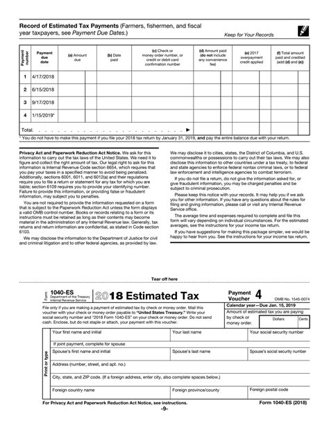Irs Form 1040 Es 2018 Fill Out Sign Online And Download Fillable