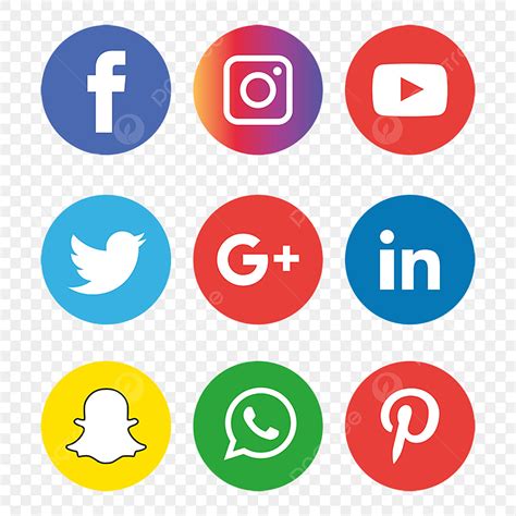 Set Social Media Vector Png Images Social Media Icons Set Logo Social