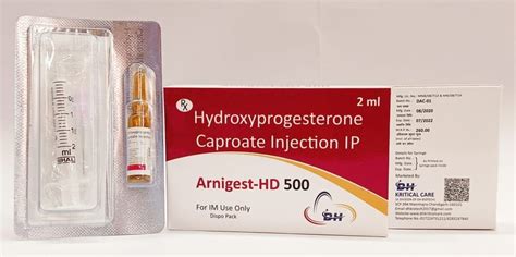 hydroxyprogesterone caproate 500 mg injection 1 ampoule of 2 ml dispo pack packaging type