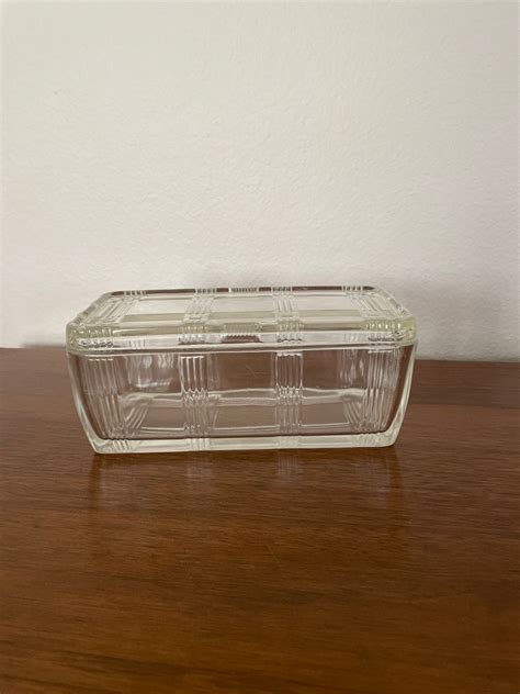 Vintage Refrigerator Dish S Hazel Atlas Criss Cross Clear Glass