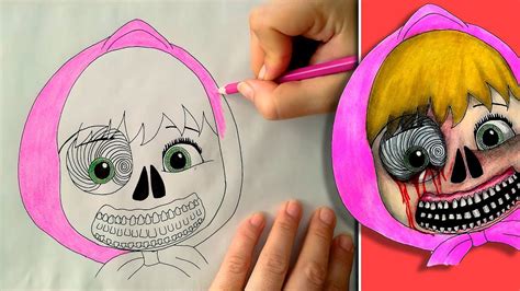 How To Draw Masha From Masha And The Bear The Horror Version Youtube