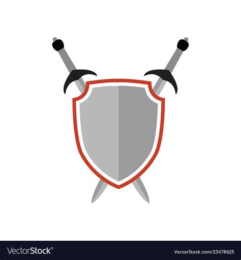 Crossed Swords And Shield Symbol Royalty Free Vector Image