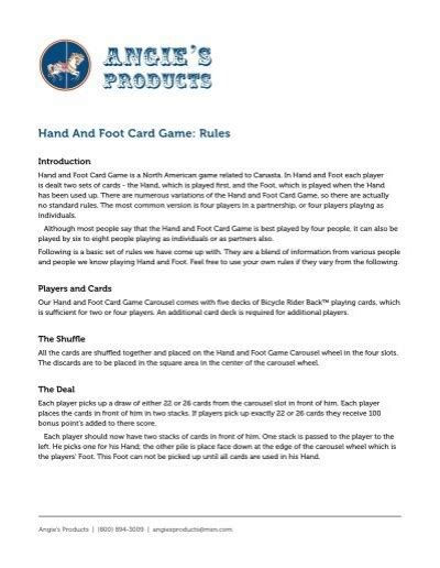 Hand And Foot Card Game Rules