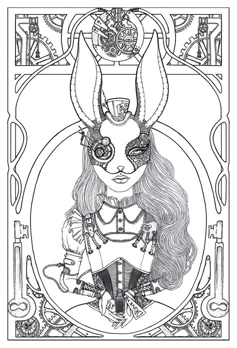 Steampunk Alice In Wonderland Coloring Pages For Adults Dobrush