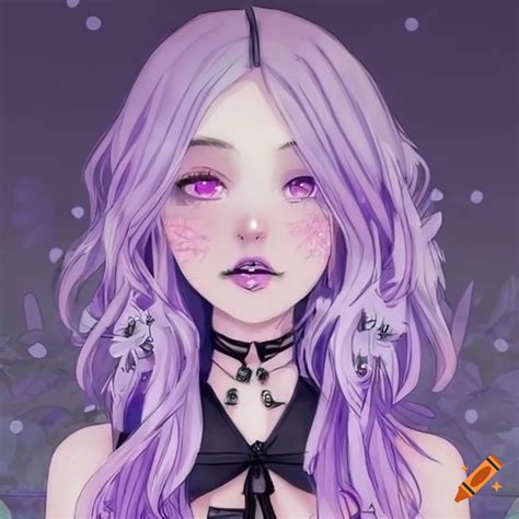 Pastel Goth Anime Girl In Lavender And Black On Craiyon