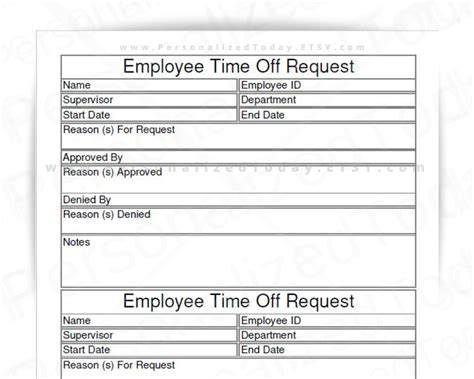 Time Off Request Template Hq Printable Documents
