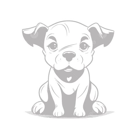 Cute Cartoon Puppy In Black And White Illustration Outline Sketch