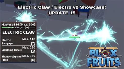 Electric Claw Electro V2 Showcase Update 15 Blox Fruit Youtube