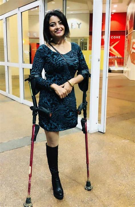 Amputee Woman On Crutches Women Fashion Dress