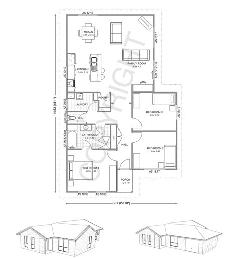 Manning Narrow 3 Bedroom Kit Home Floor Plan Met Kit Homes