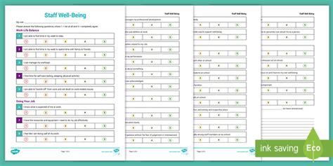 Staff Wellbeing Survey Template Twinkl Usa Resources