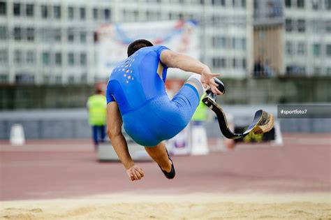 Athlete Paralympic Disabled On Carbon Prosthetic Long Jump Paralympic Athletes Athlete Long Jump