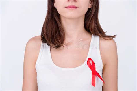Safe Sex Healthcare Concept Red Ribbon As A Symbol Of Hiv Aids Stock