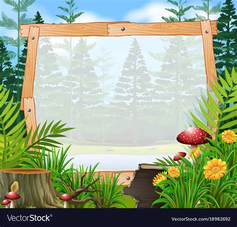 Border Template With Forest In Background Vector Image