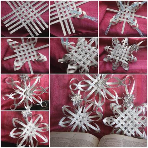 It's a very easy and simple paper snowflake combine video. Wonderful DIY Woven Paper Star Snowflake Ornaments