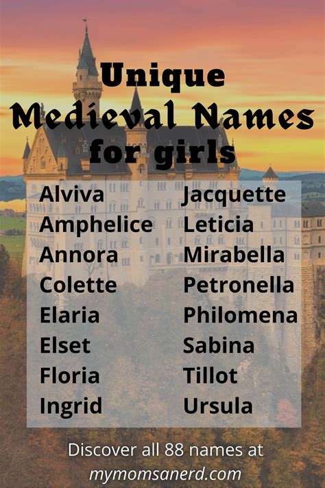 88 Unique Medieval Baby Names You Can Use Today My Moms A Nerd