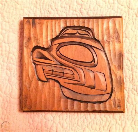 Original Wood Carving Joe Becker Art Salish Native American Artist