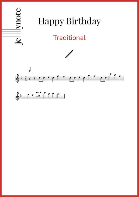 Partituras De Traditional Happy Birthday Flauta Jellynote