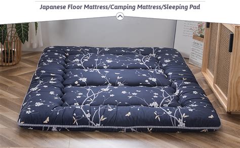 Maxyoyo Navy Floral Printed Japanese Floor Mattress Rustic