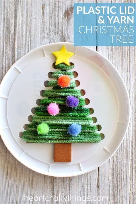 Plastic Lid Christmas Tree Sewing Craft Child Care
