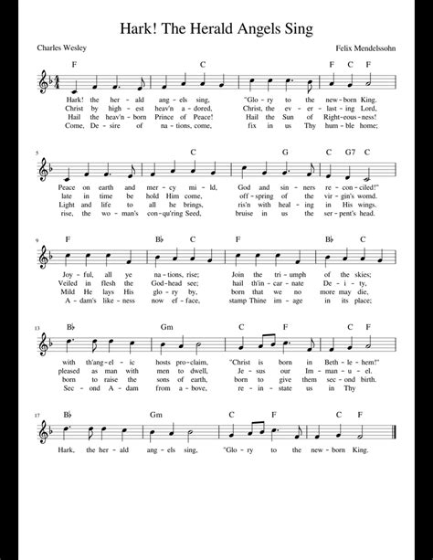 Hark The Herald Angels Sing Sheet Music For Violin Download Free In Pdf Or Midi