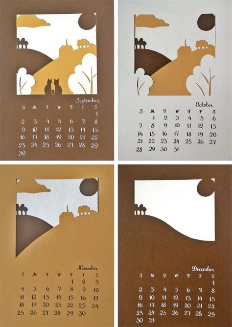 Papercut Calender Adorable Calendar Graphic Calendar Layout Diy