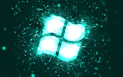 Descargar Fondos De Pantalla Logo Windows Turquoise 4k Néons