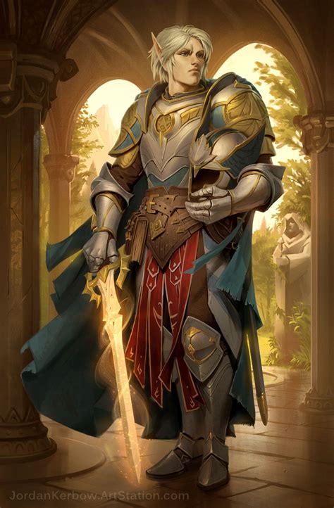 pathfinder portrait elf paladin by jordan kerbow medieval fantasy characters fantasy heroes