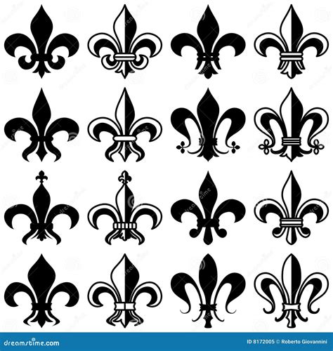 Collection Of Fleur De Lis Symbols Black Silhouettes Heraldic